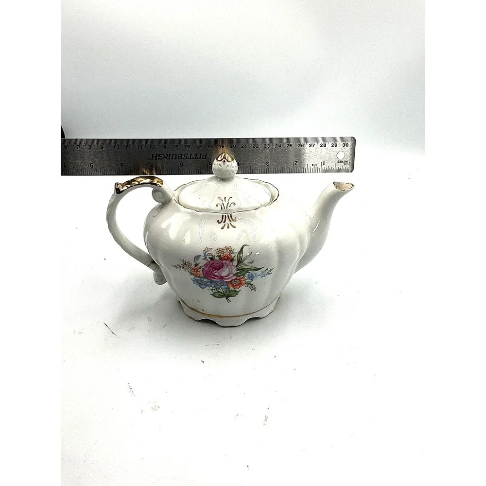 Vintage Porcelain‎ Teapot with Music Box - Floral Design